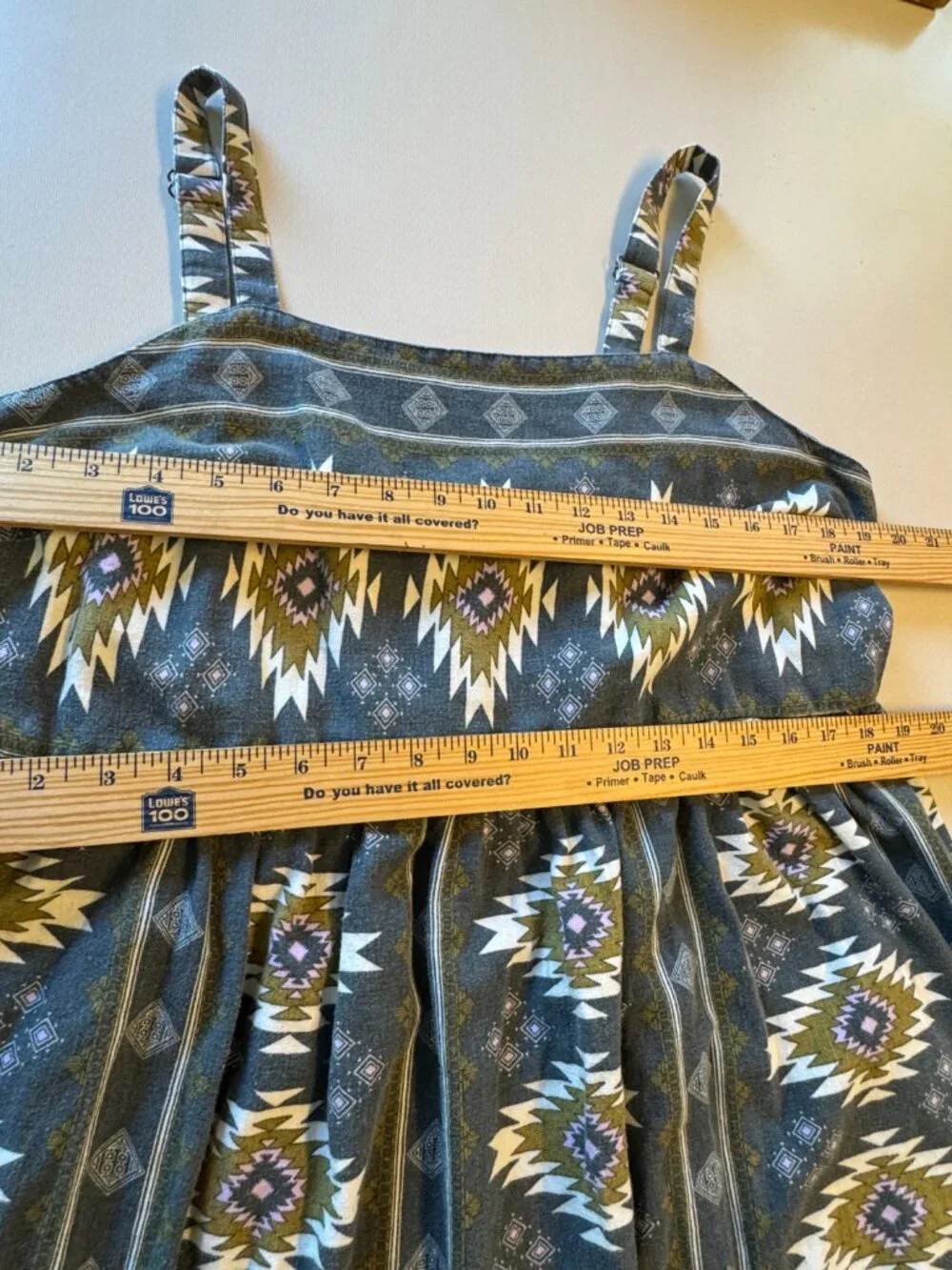 Sonoma Goods For Life Jumper Dress Womens XL Gray Green Aztec Print Pockets Boho - Picture 7 of 14